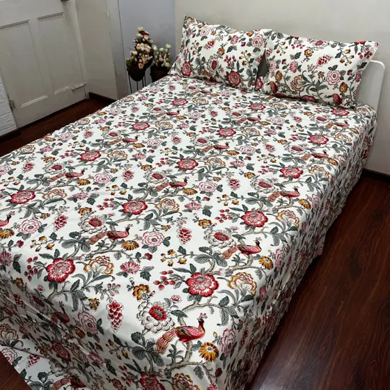 Anokhi Elegance Peacock Floral Bedsheet