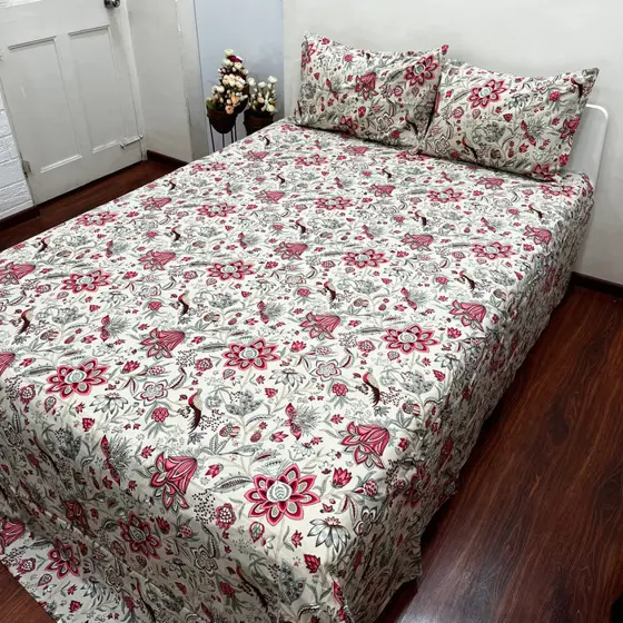 Anokhi Elegance Pink Floral Bedsheet