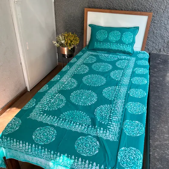 Batik Aqua Blue Bedsheet