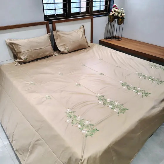 Beige Embroidery Bedsheet