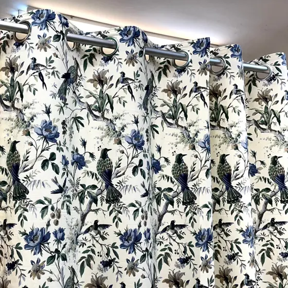 Anokhi Blue Bird Print Curtain