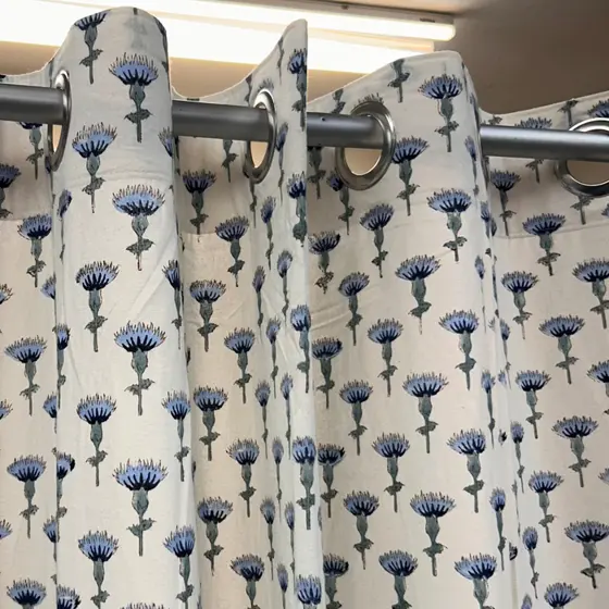 Cornflower Block Printed Bedsheet