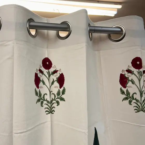 Floral Buti Block Printed Curtain