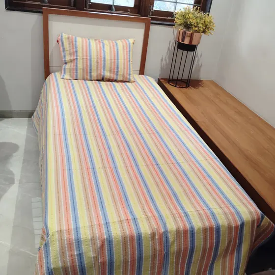 Cheese Cotton Blue Bedsheet