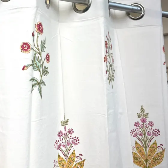Floral Block Printed Curtain