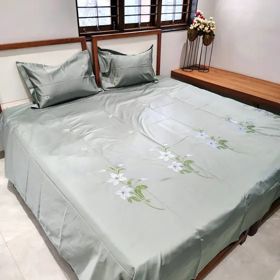 Grey Embroidery Bedsheet