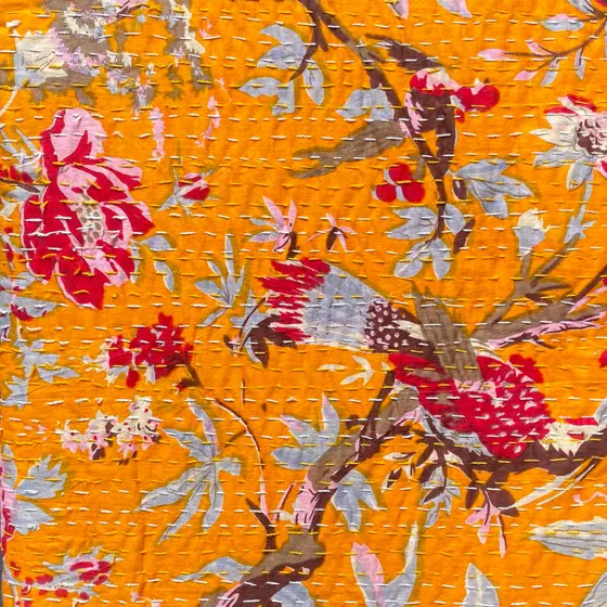Kantha Bedcovers : Orange
