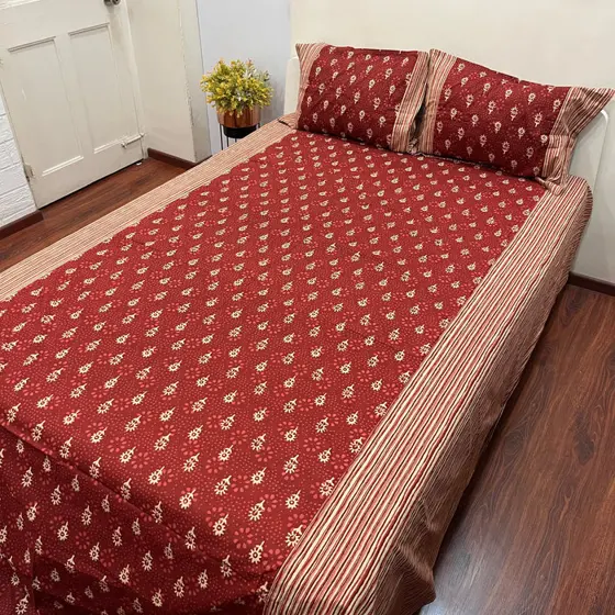 Timeless Blood Red Ajrak Bedsheet