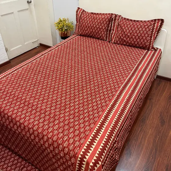 Timeless Marron Ajrak Bedsheet