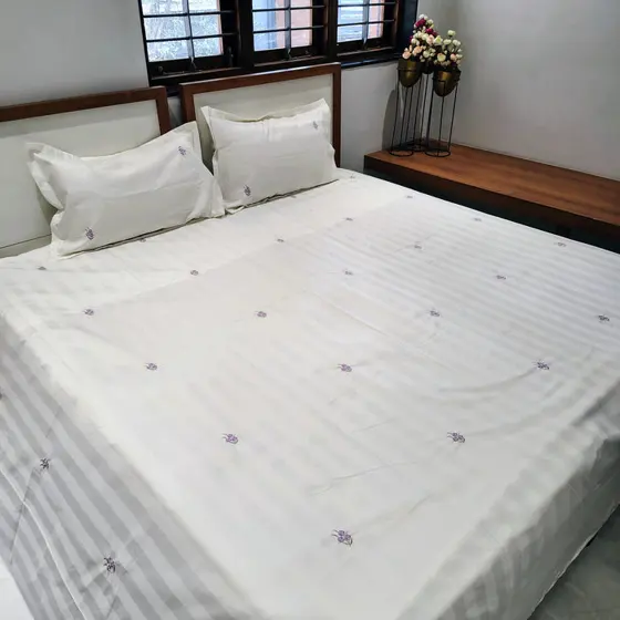 White Embroidery Bedsheet