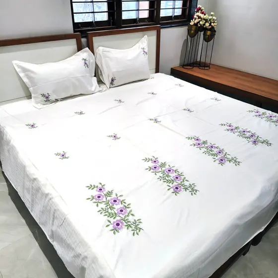White Embroidery Bedsheet